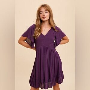 In Bloom Black Smocked Mini Dress